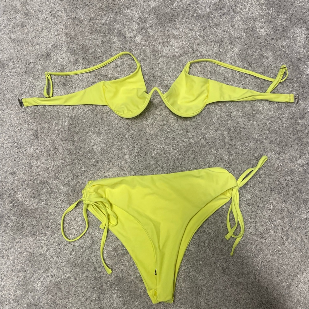 Shein two piece neon yellow bikini set size medium